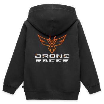 Drone Drones Drone Flight Drone Pilot - Sweat Premium à capuche zippé enfant bio - noir - Dos - AI Model Kid Male (0cm)