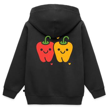 Pfeffer - Kinder Premium Organic Zip Hoodie - Schwarz - Hinten - AI Model Kid Male (0cm)