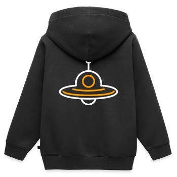 soucoupe volante - Sweat Premium à capuche zippé enfant bio - noir - Dos - AI Model Kid Male (0cm)