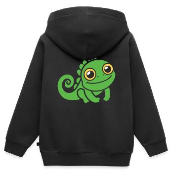 caméléon - Sweat Premium à capuche zippé enfant bio - noir - Dos - AI Model Kid Male (0cm)