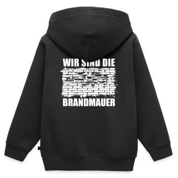 Wir sind die Brandmauer - Aufstehen gegen rechts - Kinder Premium Organic Zip Hoodie - Schwarz - Hinten - AI Model Kid Male (0cm)