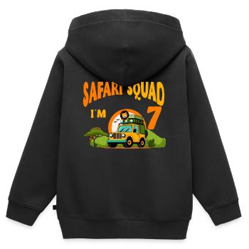 Safari Birthday Party - 7th Birthday Boy 7 Years - Kids Premium Organic Zip-up Hoodie - black - Back - AI Model Kid Male (0cm)