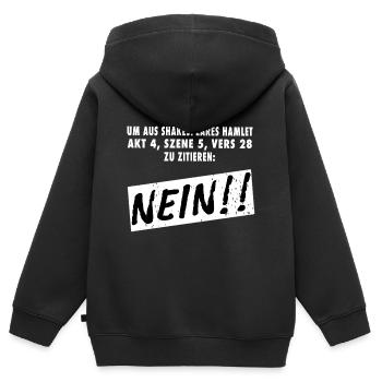 Um aus Shakespeare zu zitieren - Nein! Hamlet - Kinder Premium Organic Zip Hoodie - Schwarz - Hinten - AI Model Kid Male (0cm)