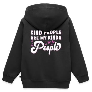 Freundliche Menschen sind meine Art von Menschen - Kinder Premium Organic Zip Hoodie - Schwarz - Hinten - AI Model Kid Male (0cm)