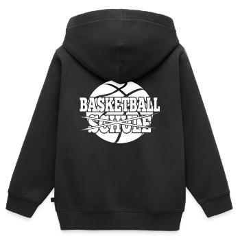 Basketball Statt Schule Basketballer Geschenkidee - Kinder Premium Organic Zip Hoodie - Schwarz - Hinten - AI Model Kid Male (0cm)