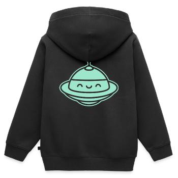soucoupe volante - Sweat Premium à capuche zippé enfant bio - noir - Dos - AI Model Kid Male (0cm)