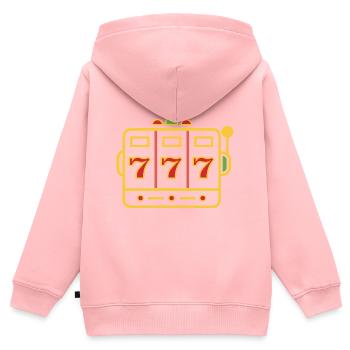 Kasino - Kinder Premium Organic Zip Hoodie - Rosa - Hinten - AI Model Kid Female (0cm)