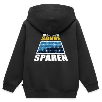 Mit der Sonne sparen - Photovoltaik - Kinder Premium Organic Zip Hoodie - Schwarz - Hinten - AI Model Kid Male (0cm)
