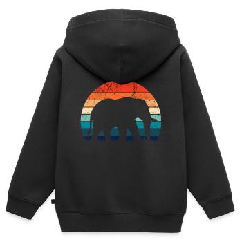 Elefant - Großwild, Stoßzahn, Elfenbein sunset - Kinder Premium Organic Zip Hoodie - Schwarz - Hinten - AI Model Kid Male (0cm)