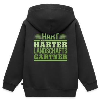 Hart Härter Landschaftsgärtner Gartenarbeit Spruch - Kinder Premium Organic Zip Hoodie - Schwarz - Hinten - AI Model Kid Male (0cm)