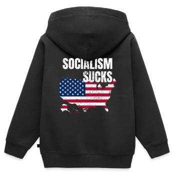 Socialism Sucks Anti Sozialismus Kapitalismus - Kinder Premium Organic Zip Hoodie - Schwarz - Hinten - AI Model Kid Male (0cm)