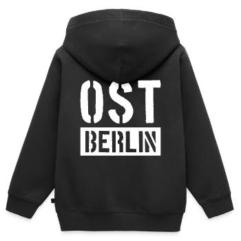 OSTBERLIN BER OST BERLIN - Kinder Premium Organic Zip Hoodie - Schwarz - Hinten - AI Model Kid Male (0cm)