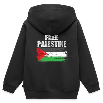 Free Palestine - Kinder Premium Organic Zip Hoodie - Schwarz - Hinten - AI Model Kid Male (0cm)