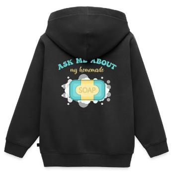 Seife Herstellen Handgemachte Seife - Kinder Premium Organic Zip Hoodie - Schwarz - Hinten - AI Model Kid Male (0cm)