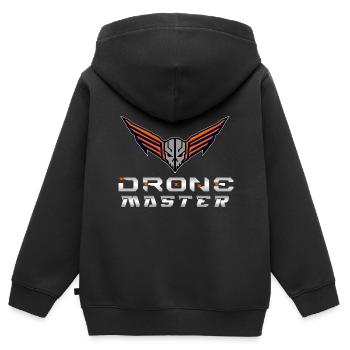 Drone Drones Drone Flight Drone Pilot - Sweat Premium à capuche zippé enfant bio - noir - Dos - AI Model Kid Male (0cm)