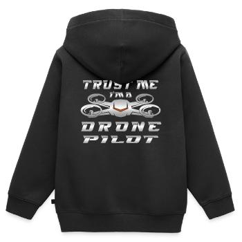 Drone Drones Drone Flight Drone Pilot - Sweat Premium à capuche zippé enfant bio - noir - Dos - AI Model Kid Male (0cm)