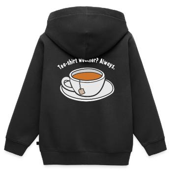 Thé Humour Sachet de thé Buveur de thé Drôle de thé - Sweat Premium à capuche zippé enfant bio - noir - Dos - AI Model Kid Male (0cm)