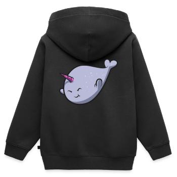 Narval Licorne Baleine - Sweat Premium à capuche zippé enfant bio - noir - Dos - AI Model Kid Male (0cm)