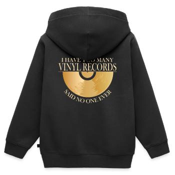 Zu Viele Vinylplatten Sagt Niemand Jemals - Kinder Premium Organic Zip Hoodie - Schwarz - Hinten - AI Model Kid Male (0cm)