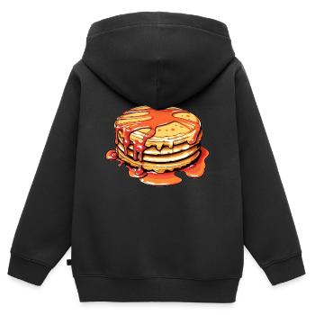 Crêpes sucrées au sirop - Sweat Premium à capuche zippé enfant bio - noir - Dos - AI Model Kid Male (0cm)