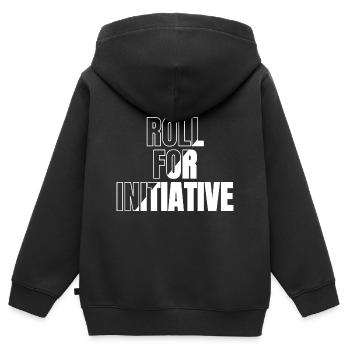 Würfel auf Initiative - Kinder Premium Organic Zip Hoodie - Schwarz - Hinten - AI Model Kid Male (0cm)