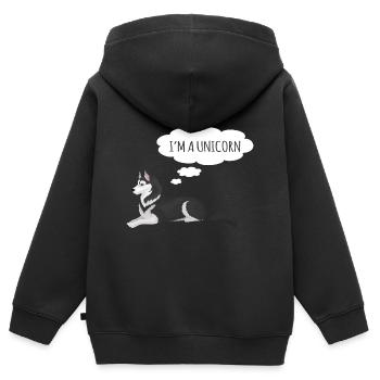 Husky - Sweat Premium à capuche zippé enfant bio - noir - Dos - AI Model Kid Male (0cm)