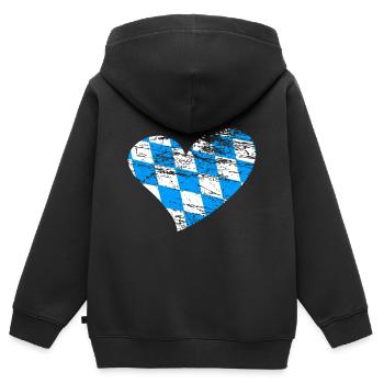 Herz Bayer Bayern weißblau - Kinder Premium Organic Zip Hoodie - Schwarz - Hinten - AI Model Kid Male (0cm)