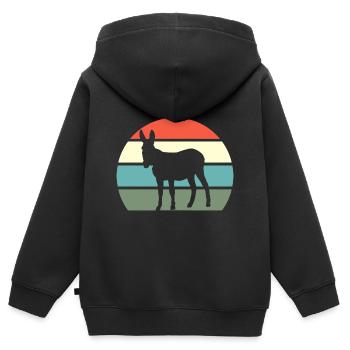 Esel - Kinder Premium Organic Zip Hoodie - Schwarz - Hinten - AI Model Kid Male (0cm)