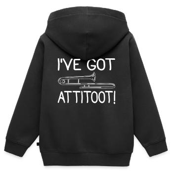 Posaune - Kinder Premium Organic Zip Hoodie - Schwarz - Hinten - AI Model Kid Male (0cm)