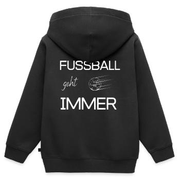 Fussball geht immer für Fußballfans - Kinder Premium Organic Zip Hoodie - Schwarz - Hinten - AI Model Kid Male (0cm)