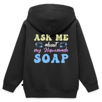 Seife Herstellen Handgemachte Seife - Kinder Premium Organic Zip Hoodie - Schwarz - Hinten - AI Model Kid Male (0cm)