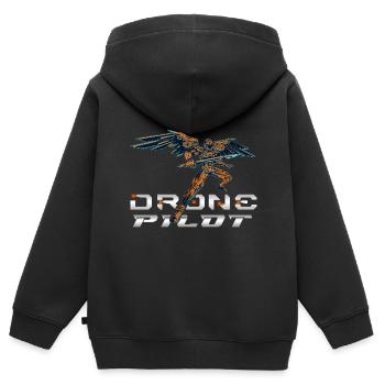 Drone Drones Drone Flight Drone Pilot - Sweat Premium à capuche zippé enfant bio - noir - Dos - AI Model Kid Male (0cm)