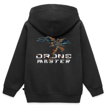 Drone Drones Drone Flight Drone Pilot - Sweat Premium à capuche zippé enfant bio - noir - Dos - AI Model Kid Male (0cm)
