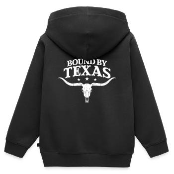 Lié par le Texas - Sweat Premium à capuche zippé enfant bio - noir - Dos - AI Model Kid Male (0cm)