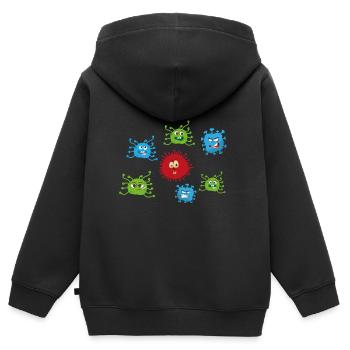 Virus Corona Virus Coronavirus Covid-19 - Sweat Premium à capuche zippé enfant bio - noir - Dos - AI Model Kid Male (0cm)