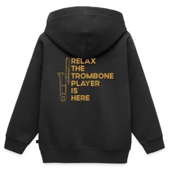 Posaune - Kinder Premium Organic Zip Hoodie - Schwarz - Hinten - AI Model Kid Male (0cm)