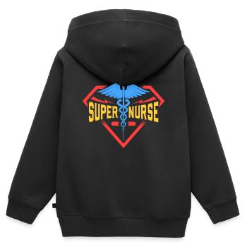 Super infirmière cadeau pour un cadeau - Sweat Premium à capuche zippé enfant bio - noir - Dos - AI Model Kid Male (0cm)