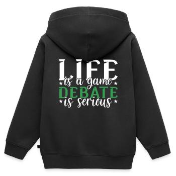 Debattieren Debatte Argumentieren - Kinder Premium Organic Zip Hoodie - Schwarz - Hinten - AI Model Kid Male (0cm)