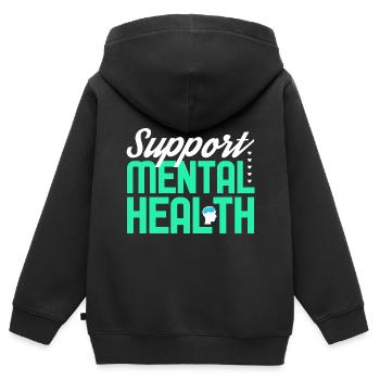Santé mentale Mentale Gesundheit - Sweat Premium à capuche zippé enfant bio - noir - Dos - AI Model Kid Male (0cm)