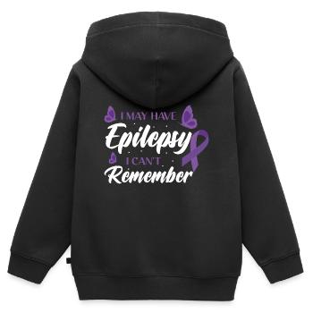 Ich habe vielleicht Epilepsie, an die ich mich nicht erinnern kann - Kinder Premium Organic Zip Hoodie - Schwarz - Hinten - AI Model Kid Male (0cm)