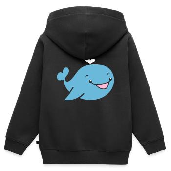 Wal - Kinder Premium Organic Zip Hoodie - Schwarz - Hinten - AI Model Kid Male (0cm)