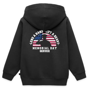 Lend A Hand Lift A Heart Memorial Day Service - Kids Premium Organic Zip-up Hoodie - black - Back - AI Model Kid Male (0cm)