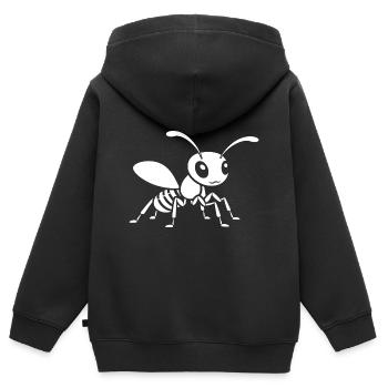 Ameise - Kinder Premium Organic Zip Hoodie - Schwarz - Hinten - AI Model Kid Male (0cm)