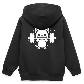 musculation - Sweat Premium à capuche zippé enfant bio - noir - Dos - AI Model Kid Male (0cm)