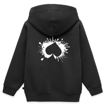 Cartes de poker poker pique d'as de pique - Sweat Premium à capuche zippé enfant bio - noir - Dos - AI Model Kid Male (0cm)