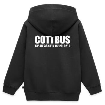 Cottbus Koordinaten - Kinder Premium Organic Zip Hoodie - Schwarz - Hinten - AI Model Kid Male (0cm)
