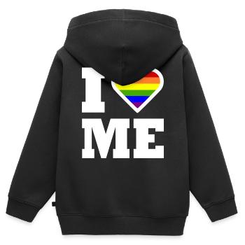 I love me - Kinder Premium Organic Zip Hoodie - Schwarz - Hinten - AI Model Kid Male (0cm)