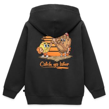 Catch ya Later Gant et balle de softball - Sweat Premium à capuche zippé enfant bio - noir - Dos - AI Model Kid Male (0cm)