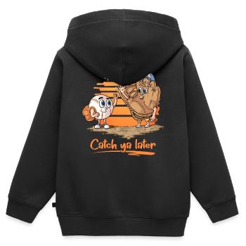 Catch ya Later Cartoon Baseball Handschuh und Ball - Kinder Premium Organic Zip Hoodie - Schwarz - Hinten - AI Model Kid Male (0cm)