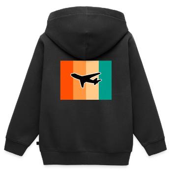 Airplane colorful Boing aviation jet gift - Kids Premium Organic Zip-up Hoodie - black - Back - AI Model Kid Male (0cm)